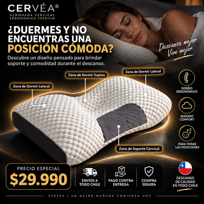 CERVÉA® Almohada Cervical Ergonómica Premium