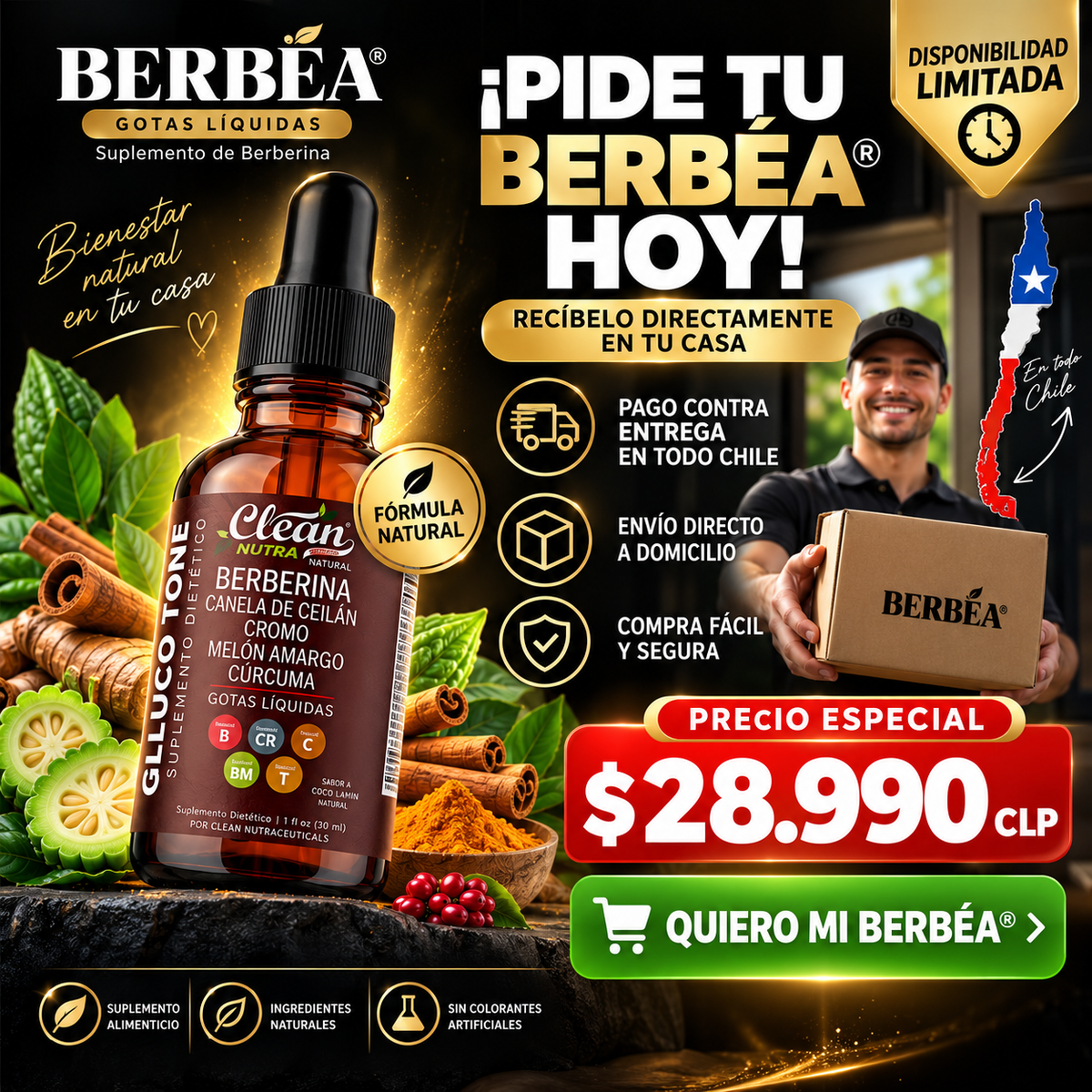 BERBÉA® — Gotas Liquidas Suplemento Berberina