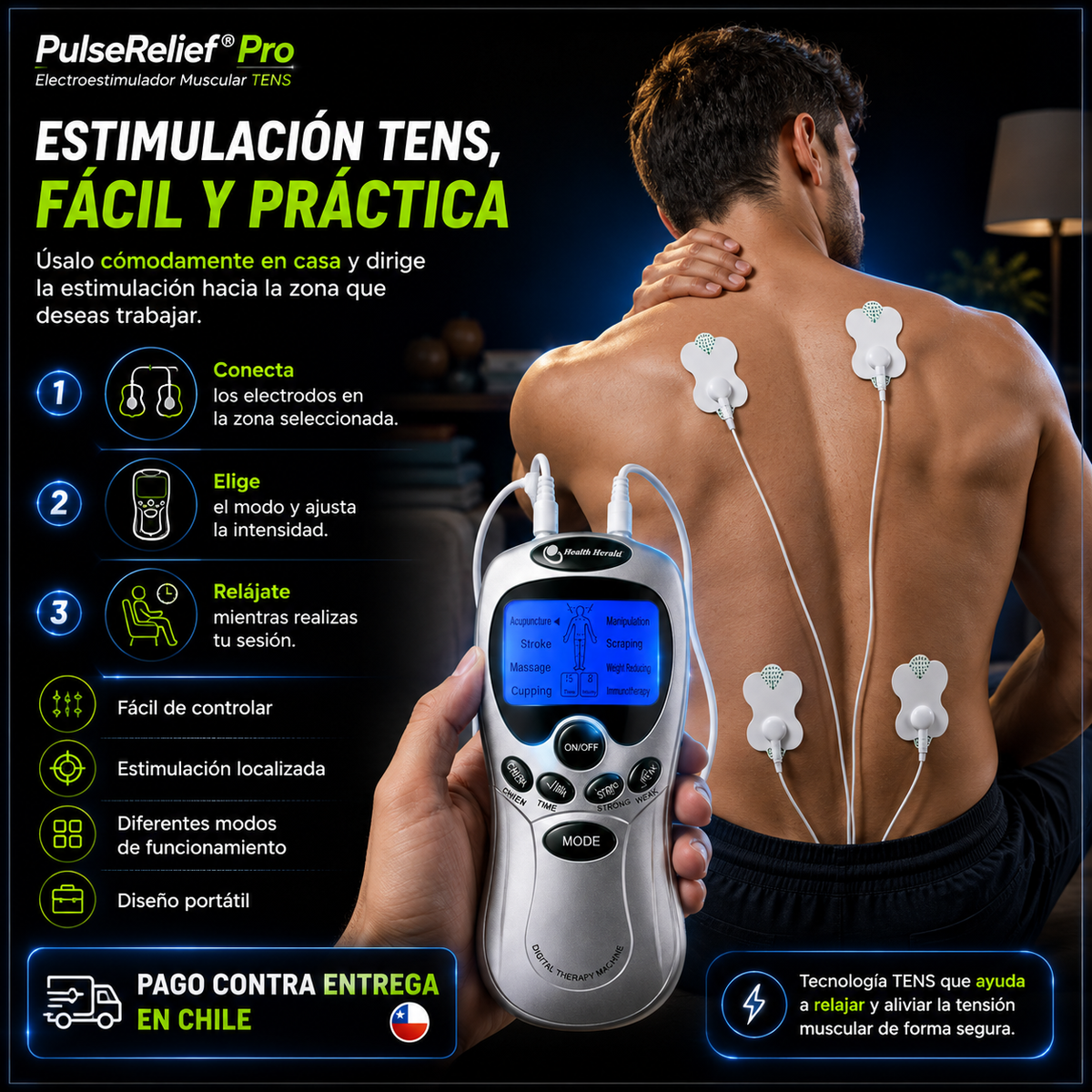 PulseRelie® Pro |  Electroestimulador Muscular TENS