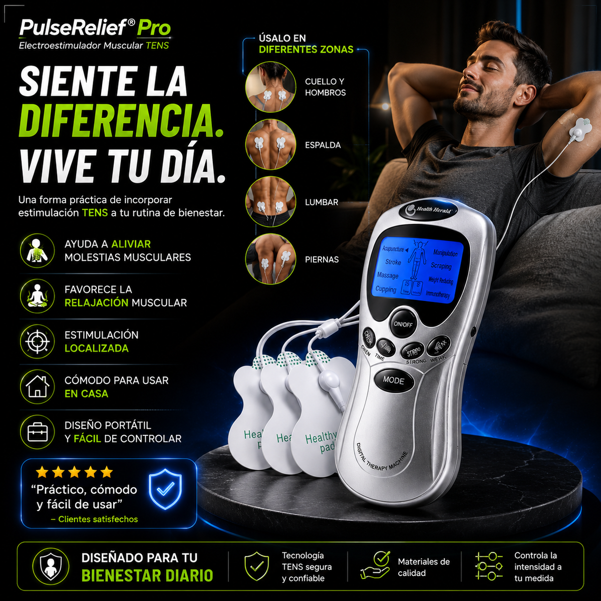 PulseRelie® Pro |  Electroestimulador Muscular TENS