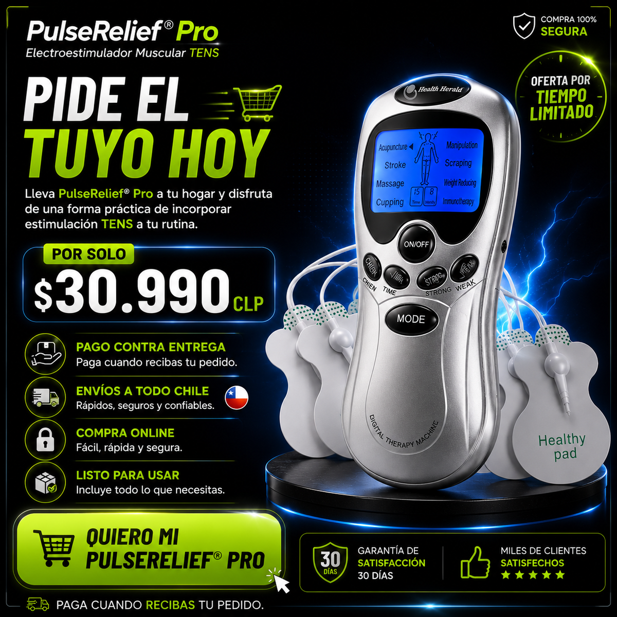 PulseRelie® Pro |  Electroestimulador Muscular TENS